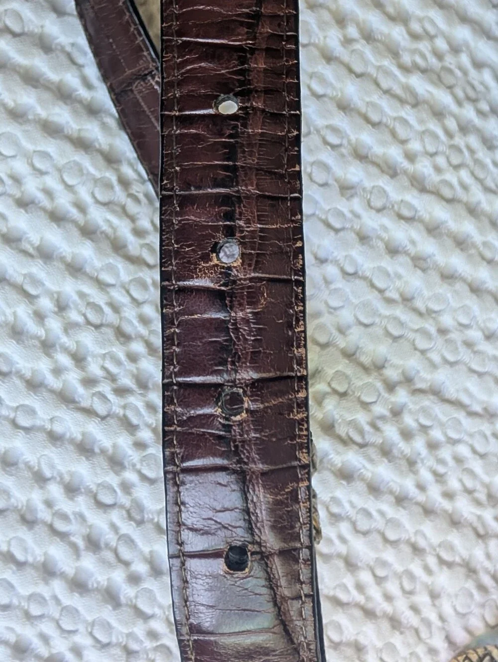 Vintage BRIGHTON Marcus Two Tone Croc Leather Belt Heart Concho 40210 Size 32